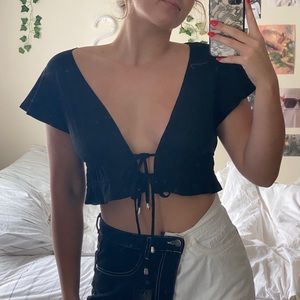 COPY - Princess polly black crop shirt